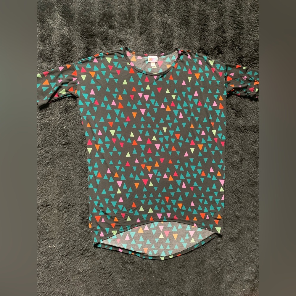 Women’s LulaRoe Black/Multicolor Shortsleeve High-Low Dress XXS PreOwned